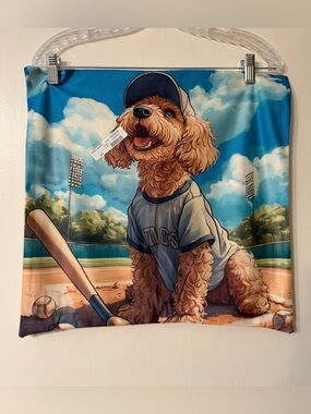 NWT Labradoodle Cute Pillow Cover Baseball Print 18x18